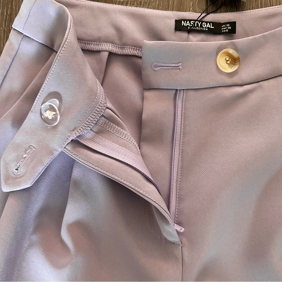 NWT Nasty Gal Straight Leg Tab Detailed Pleated Trouser  Size 6 - Picture 5 of 13